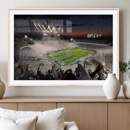 11221988-MGV-CV-36X24-Football Stadium Wall Art – Game Day Crowd with Fireworks, Sports Fan Photography Print, Stadium Decor for Man Cave, Bar, or