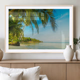 65056721-MGV-CV-36X24-Tropical Beach Wall Art – Palm Tree Coastal Photography Print, Relaxing Ocean Paradise Landscape, Island Seascape Home or Office