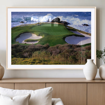 22776914-MGC-FP-36x24_Natural-Golf Course Wall Art – Oceanfront Green Canvas Print, Coastal Pebble Beach Photography Sports Decor for Living Room, Office, Man