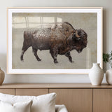 54810031-MGV-CV-36X24-Western Wall Art – Snow Covered Bison Canvas Print, Rustic Wildlife Photography Decor for Bedroom, Living Room, Office, Lodge,