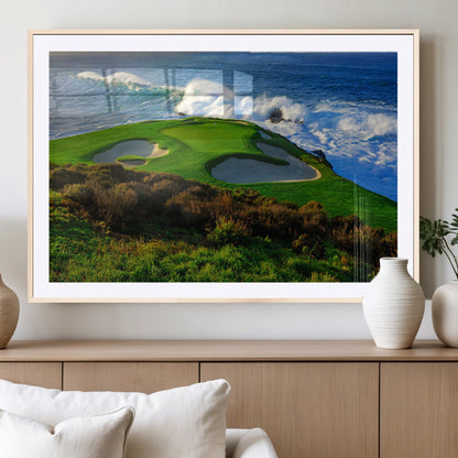13644055-MGV-CV-36X24-Golf Wall Art – Oceanfront Green Canvas Print, Scenic Coastal Course Photography Decor for Bedroom, Living Room, Office, Sports
