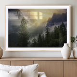 38316884-MGV-CV-36X24-Landscape Wall Art – Misty Mountain Valley Canvas Print, Scenic Pine Forest and Sunrise Photography Decor for Bedroom, Living