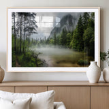 93123937-MGV-CV-36X24-Landscape Wall Art – Misty Mountain Lake Canvas Print, Tranquil Forest and Waterfall Photography Decor for Bedroom, Living Room,