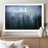 93439624-MGV-CV-36X24-Forest Wall Art – Misty Pine Trees Canvas Print, Moody Nature Photography Decor for Bedroom, Living Room, Office, Cabin, Lodge or