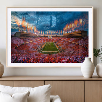 94266219-MGV-CV-36X24-Neyland Stadium Wall Art – Tennessee Volunteers Checkerboard Game Day Canvas Print, College Football Fireworks Decor for Man Cave