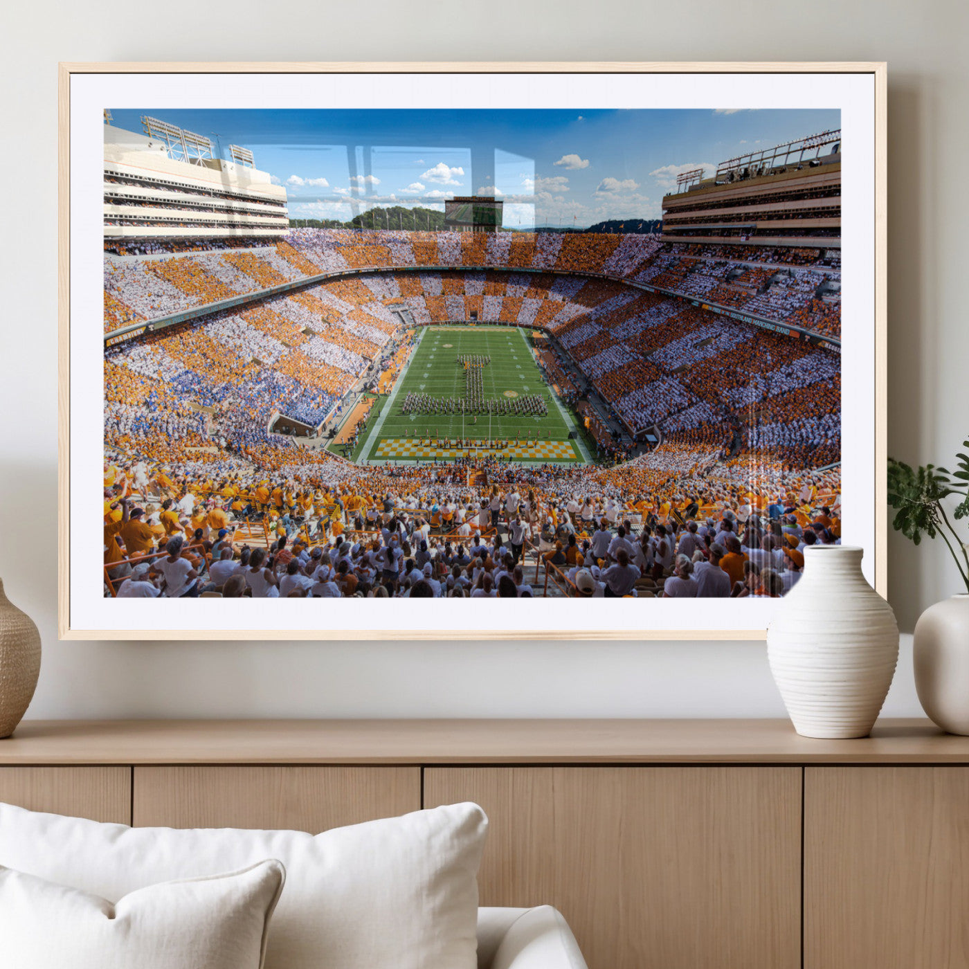64238859-MGV-CV-36X24-Neyland Stadium Wall Art – Tennessee Volunteers Checkerboard Game Day Canvas Print, College Football Panorama Decor for Man Cave
