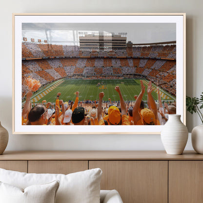 76011417-MGV-CV-36X24-Neyland Stadium Wall Art – Panoramic Tennessee Volunteers Checkerboard Crowd Canvas Print, Day Game Football Celebration Sports