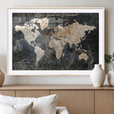 55548943-MGV-CV-36X24-Personalized World Map Wall Art – Rustic Wood Texture Adventure Travel Map with Custom Couple Names, Vintage Dark Wall Decor for