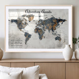 11751559-MGV-CV-36X24-Personalized World Map Wall Art – Elegant Adventure Travel Tracker Map for Couples & Families, Push Pin Canvas Poster Decor for Home, Office