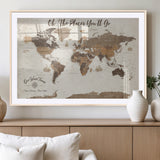 14140137-MGV-CV-36X24-Personalized World Map Wall Art – Vintage Nautical Adventure Map with Ships and Compass, Rustic Sepia Tones for Travel Lovers and