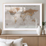 34289723-MGV-CV-36X24-Personalized World Map Wall Art – Elegant Beige and Brown Adventure Map Canvas Print for Family Home, Living Room, Study or Office