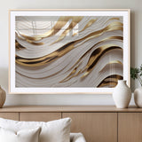 41237-MGC-FP-36x24_Natural-Gold Waves Wall Art Canvas Print, Framed Elegant Flow Art Picture Print, Luxury Layers Perfect Minimal Luxe Decor Artwork