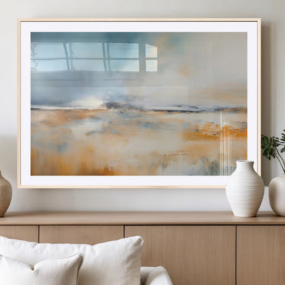 12135-MGC-FP-36x24_Natural-Soft Horizon Wall Art Canvas Print, Framed Golden Field Art Picture Print, Dreamy Horizon Perfect Minimalist Earthy Decor Artwork
