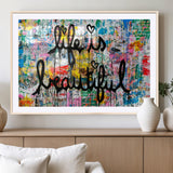 36856-MGV-CV-36X24-Life Is Beautiful Wall Art – Colorful Graffiti Canvas Print, Modern Street Style Artwork, Inspirational Decor for Living Room,