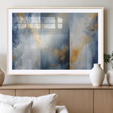 41836-MGC-FP-36x24_Natural-Abstract Gold Wall Art Canvas Print, Framed Blue Layers Art Picture Print, Elegant Cloud Perfect Elegant Minimalist Decor Artwork