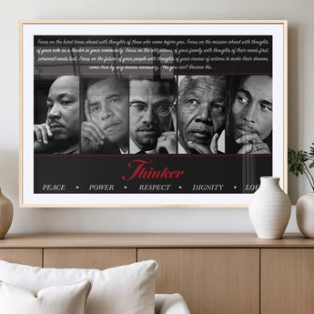 45112-MGV-CV-36X24-Black Icons Wall Art Canvas Print, Framed Thinker Art Picture Print, Motivational Quote Perfect Cultural Modern Decor Artwork