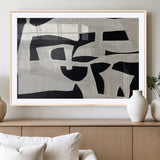33714-MGC-FP-36x24_Natural-Monochrome Design Wall Art Canvas Print, Framed Modern Linework Art Picture Print, Textured Shapes Perfect Monochrome Modern Decor