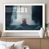 32259-MGV-CV-36X24-Stitch Angel Wall Art Canvas Print, Framed Stitch Waterfall Art Picture Print, Cartoon Couple Perfect Moody Fantasy Decor Artwork