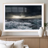 51359-MGC-FP-36x24_Natural-Stormy Ocean Wall Art Canvas Print, Framed Moody Seascape Art Picture Print, Ocean Storm Perfect Dramatic Coastal Decor Artwork