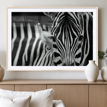 43631-MGV-CV-36X24-Zebra Wall Art – Black & White Safari Wildlife Canvas Print, Modern Animal Photography Decor for Living Room, Office, or Bedroom
