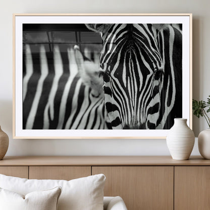 43631-MGV-CV-36X24-Zebra Wall Art – Black & White Safari Wildlife Canvas Print, Modern Animal Photography Decor for Living Room, Office, or Bedroom