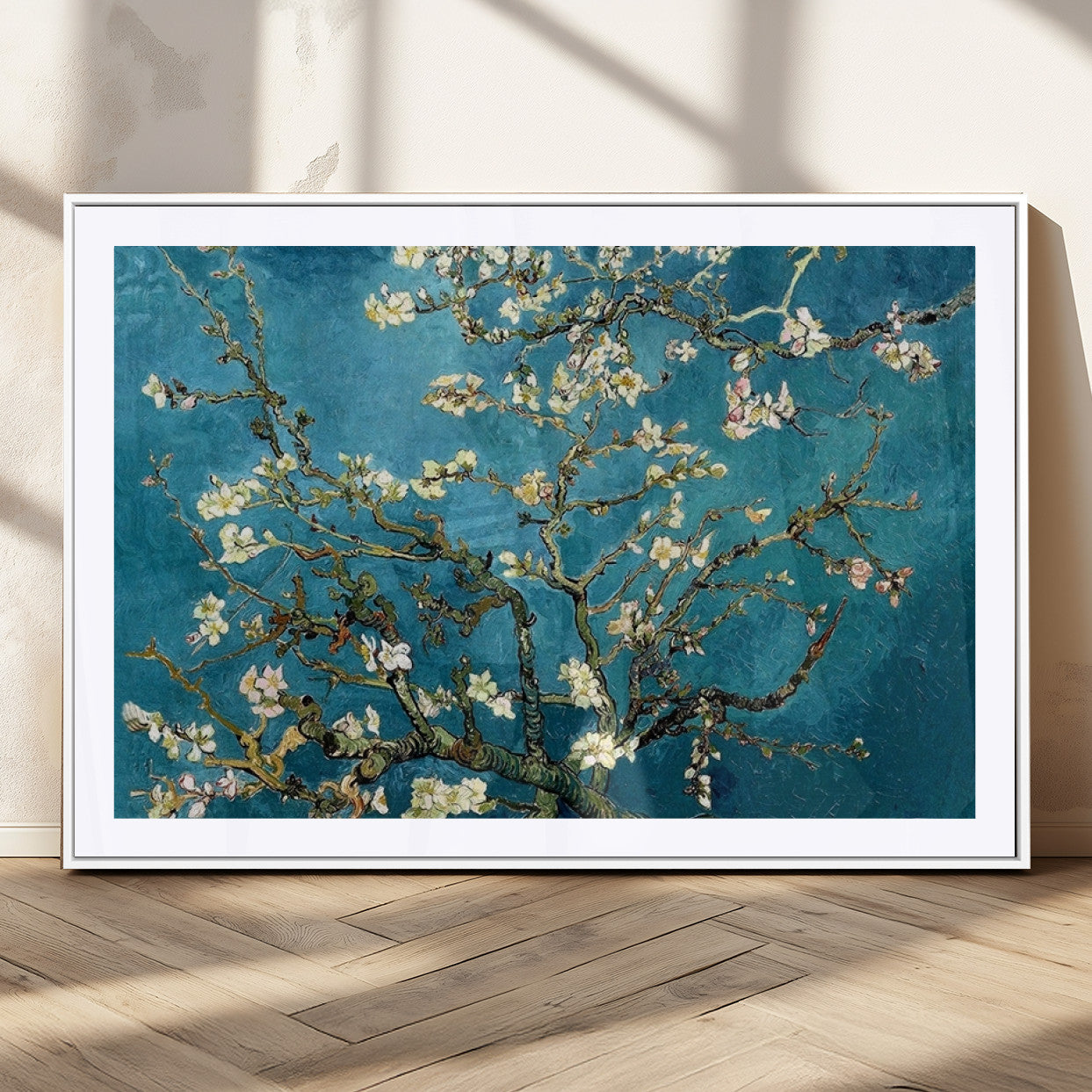91714-MGC-FP-36x24_White-Almond Blossoms Wall Art – Handcrafted Van Gogh Inspired Floral Canvas Print, Beautiful Nature Decor for Living Room, Bedroom, or