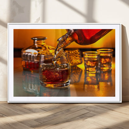 18250-MGC-FP-36x24_White-Whiskey Pour Wall Art – Captivating Whiskey Splash Canvas Print, Elegant Bar or Home Lounge Decor for Office, Man Cave or Living