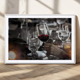 75513-MGC-FP-36x24_White-Elegant Wine Toast Wall Art – Close-Up Red Wine Glass at Dinner Table Canvas Print, Sophisticated Dining Room or Bar Decor