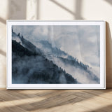 85737-MGV-CV-36X24-Misty Mountain Wall Art – Atmospheric Pine Forest Canvas Print with Fog and Mist, Calm Nature Decor for Living Room, Bedroom,