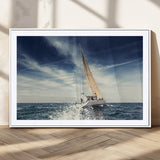 75430-MGC-FP-36x24_White-Sailing Boat Wall Art – Dynamic Ocean Yacht Canvas Print, Nautical Decor for Living Room, Office, Beach House or Cabin