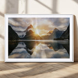 78842-MGC-FP-36x24_White-Sunrise Mountain Reflection Wall Art – Stunning Nature Landscape Canvas Print for Home, Office, Living Room or Relaxing Space