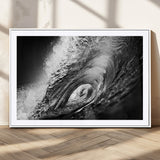 22702-MGV-CV-36X24-Black and White Ocean Wave Wall Art – Powerful Surf Curl Photography Canvas Print, Modern Coastal Decor for Living Room, Office or