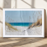 58498-MGV-CV-36X24-White Sandy Beach Wall Art – Panoramic Coastal Canvas Print, Ocean View Decor for Living Room, Bedroom, Office, Relaxing Seaside