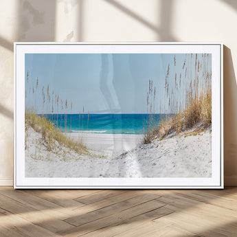 58498-MGV-CV-36X24-White Sandy Beach Wall Art – Panoramic Coastal Canvas Print, Ocean View Decor for Living Room, Bedroom, Office, Relaxing Seaside