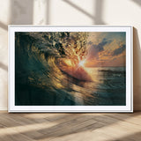 55359-MGV-CV-36X24-Radiant Ocean Wave Wall Art – Panoramic Surf Canvas Print, Vibrant Sunset Beach Decor for Home, Office or Man Cave