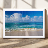 60364-MGV-CV-36X24-Tropical Ocean Wave Wall Art – Serene Blue Sea and White Sand Beach Canvas Print, Coastal Landscape Decor for Living Room, Bedroom