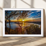 71863-MGV-CV-36X24-Lake Sunset Wall Art – Scenic Nature Canvas Print with Trees and Golden Sky, Serene Landscape Decor for Living Room, Bedroom or