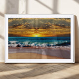 83389-MGV-CV-36X24-Ocean Sunrise Wall Art – Vibrant Beach Waves Canvas Print, Coastal Seascape Decor for Living Room or Office
