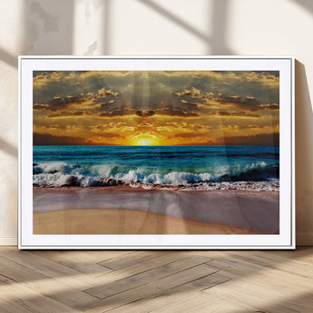 83389-MGV-CV-36X24-Ocean Sunrise Wall Art – Vibrant Beach Waves Canvas Print, Coastal Seascape Decor for Living Room or Office