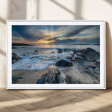 17902-MGV-CV-36X24-Rocky Shore Ocean Sunset Wall Art – Coastal Seascape Canvas Print, Nature Beach Decor for Living Room or Office