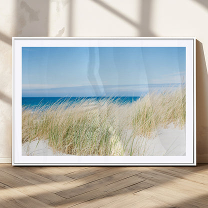 96913-MGV-CV-36X24-Coastal Dunes Wall Art – Serene Beach Grass and Blue Ocean Canvas Print, Relaxing Seaside Nature Decor for Living Room, Bedroom or