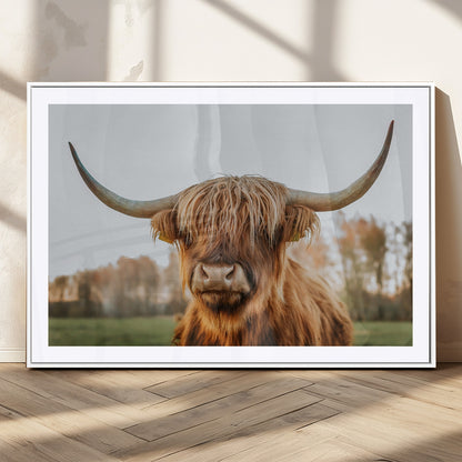 64824-MGV-CV-36X24-Highland Cow Wall Art – Rustic Scottish Bull Canvas Print, Farmhouse Animal Decor for Living Room, Bedroom, Office or Cabin