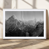 10775-MGV-CV-36X24-Snow Capped Mountain Wall Art – Black and White Canvas Print of Majestic Peaks, Nature Landscape Photography for Office, Bedroom,