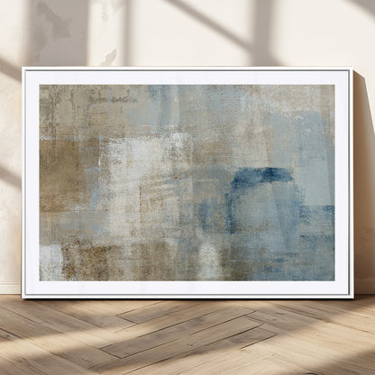 38126-MGV-CV-36X24-Neutral Abstract Wall Art – Modern Beige and Blue Canvas Print and Minimalist Textured Painting for Living Room, Bedroom or Office