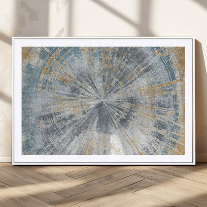 17631-MGV-CV-36X24-Radiant Burst Wall Art – Abstract Sunburst Canvas Print in Blue and Gold, Modern Geometric Painting for Living Room, Office or