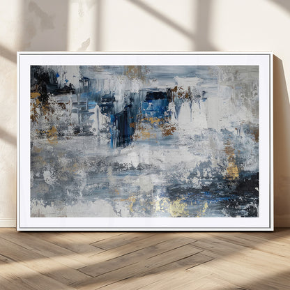 59716-MGC-FP-36x24_White-Abstract Blue and Gold Wall Art – Modern Textured Canvas Print, Contemporary Painting for Living Room, Bedroom, or Office Decor