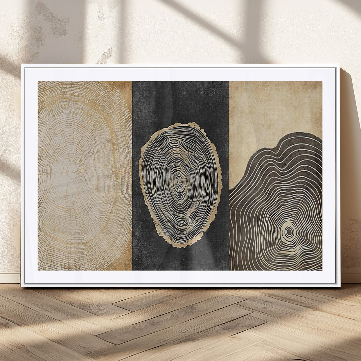 77785-MGV-CV-36X24-Tree Ring Abstract Wall Art – Rustic Wood Growth Pattern Canvas Prints, Modern Nature-Inspired Decor for Living Room or Office