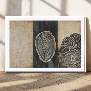 77785-MGV-CV-36X24-Tree Ring Abstract Wall Art – Rustic Wood Growth Pattern Canvas Prints, Modern Nature-Inspired Decor for Living Room or Office