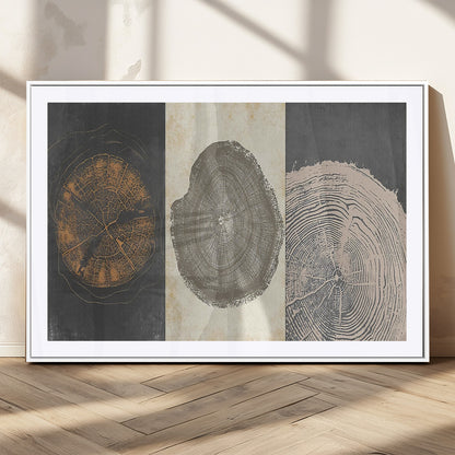 80725-MGC-FP-36x24_White-Wood Tree Rings Wall Art Canvas Print, Framed Tree Rings Art Picture Print, Abstract Tree Rings Perfect Modern Boho Decor Artwork