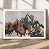 67950-MGC-FP-36x24_White-Modern Wood Wall Art Canvas Print, Framed Mountain Range Art Picture Print, Wood Mountain Range Perfect Rustic Decor Artwork